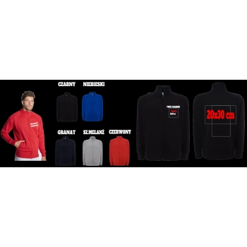 Bluza Rozpinana z Własnym Nadrukiem Logo Napis Grafika  Mały Przód+ Duży Tył